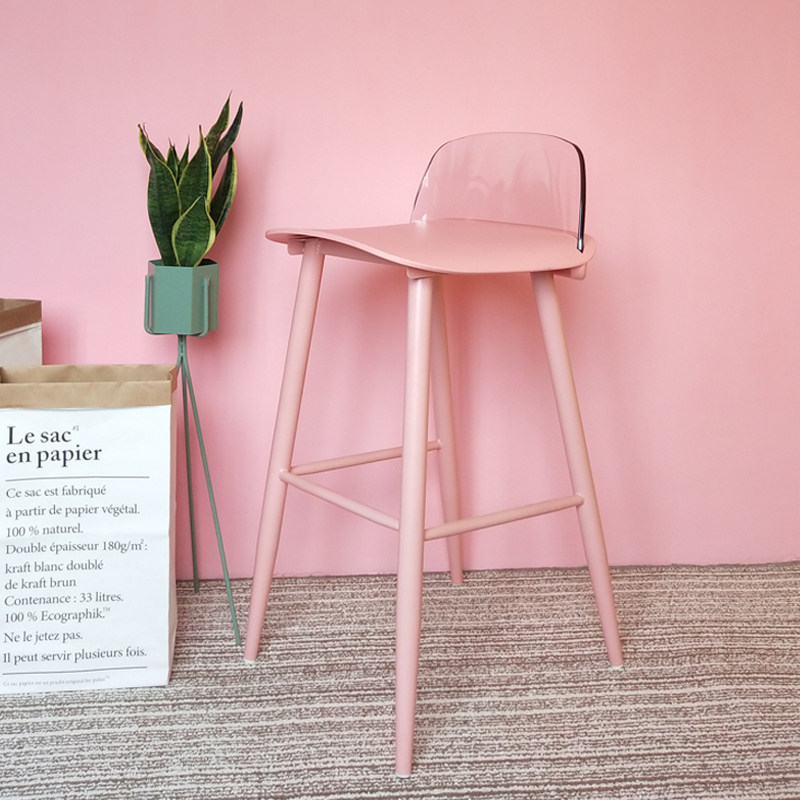 ins net red Nordic bar armchair transparent backrest iron art home cafe bar chair creative high foot bar stool