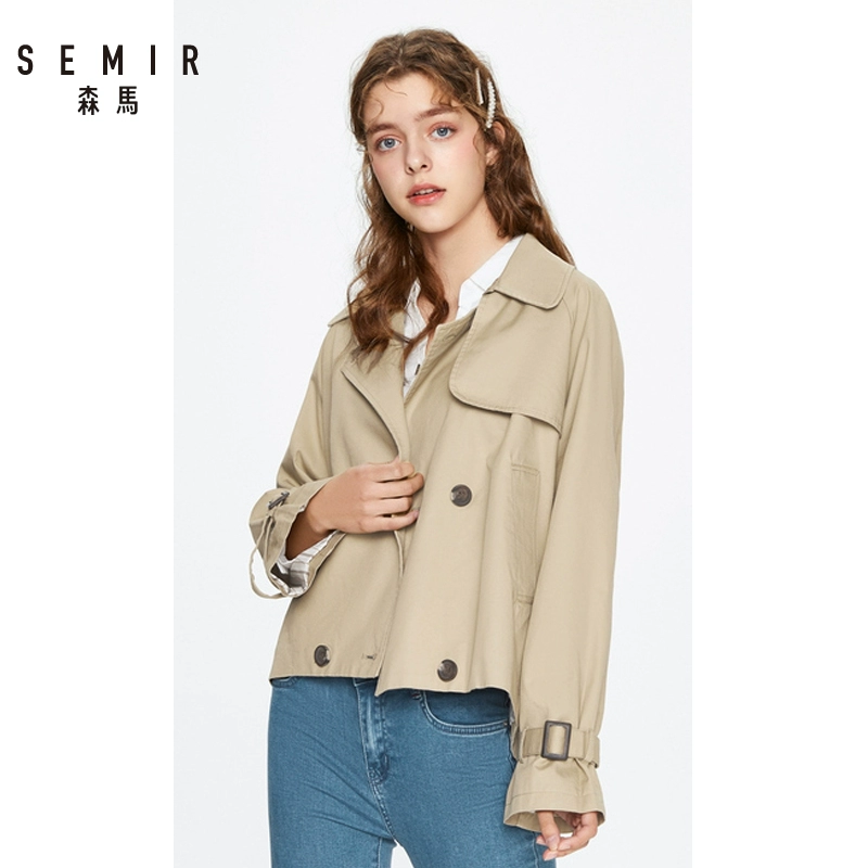 Semir trench coat nữ ngắn phiên bản Hàn Quốc của người đàn ông nhỏ nhắn sang trọng 2020 mùa xuân mới phong cách Anh áo khoác nữ lỏng lẻo - Trench Coat