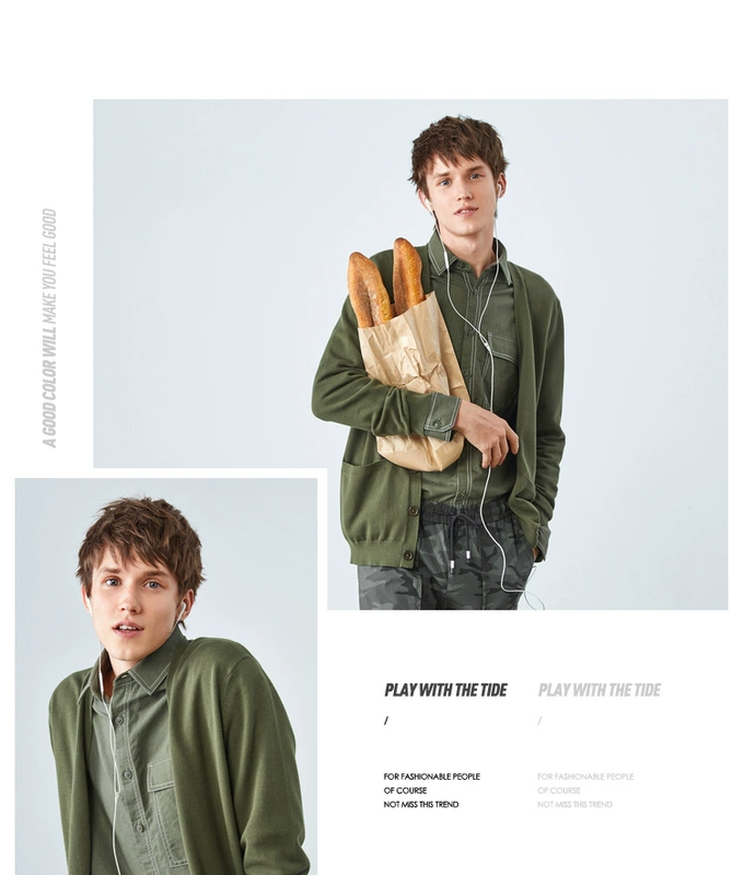 Áo len dệt kim Semir nam mùa thu 2019 áo mới mùa thu đáy áo len nam thanh niên áo len phong cách Hàn Quốc - Cardigan