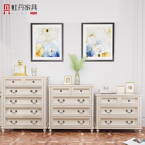 Hongdan pure solid wood American six-bucket cabinet modern simple style living room storage four-bucket five-bucket small drawer locker