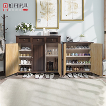 Hongdan can put 45 yards shoes multi-layer solid wood shoe cabinet home large capacity door modern simple pure solid wood porch cabinet