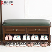 Hongdan American shoe stool into the home door 1 1 1 M 90 80cm70 all solid wood shoes porch stool