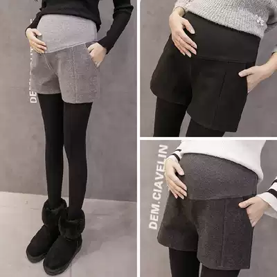 Pregnant women pants spring and autumn woolen shorts autumn and winter fashion tide mother wear underwear autumn belly wide leg pants