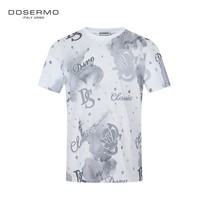 DOSERMO Dansimo Mens Rounded Collar Printed Short Sleeve T-Shirt Male t-shirt short sleeve