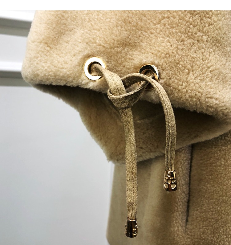 2018 new Haining pellet lamb fur coat rắn màu trùm đầu một cừu sheared áo khoác nữ chống mùa dạ lông cừu