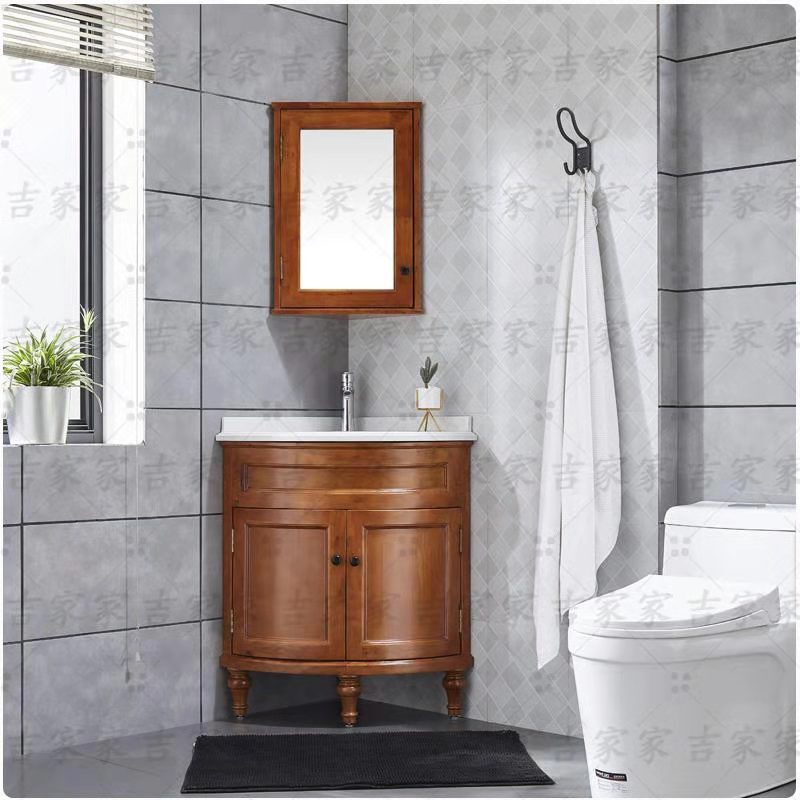 Bathroom Corner Triangle Bathroom Cabinet Combination Oak Pvc Small Apartment Floor-Standing Hand Wash Basin