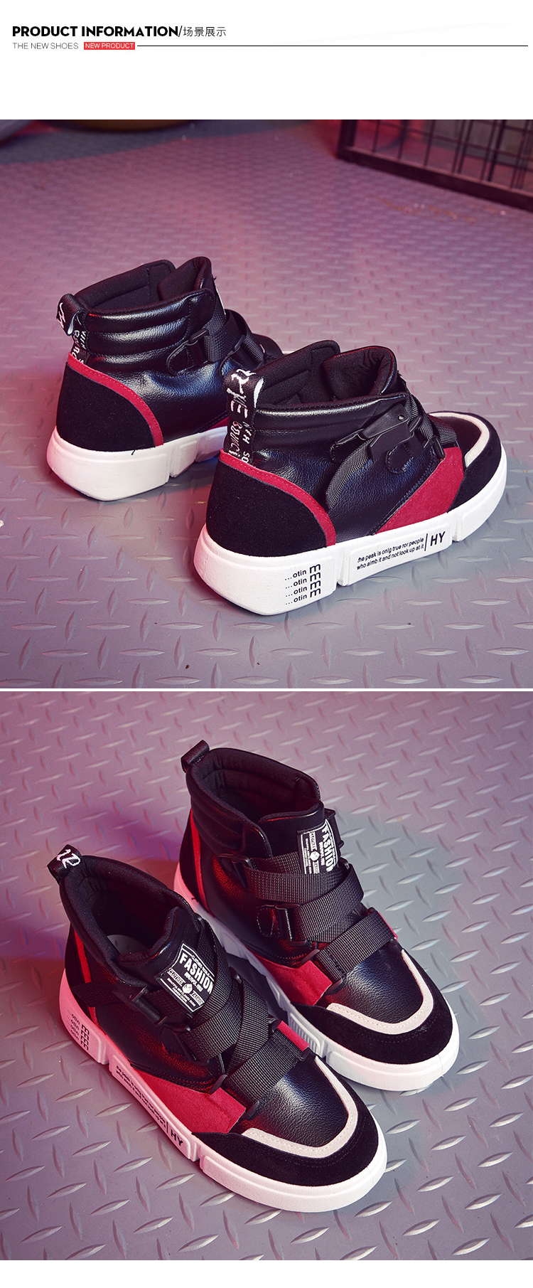 Hip-hop high-top sneakers nữ mùa thu 2018 phiên bản mới của Hàn Quốc của sinh viên hoang dã ulzzang Dây kéo Harajuku giày boot nữ cao gót