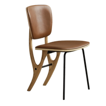 Nordic medieval expression British SQ design MBOK imported oak iron genuine leather soft package design dining chair) Shuzhi