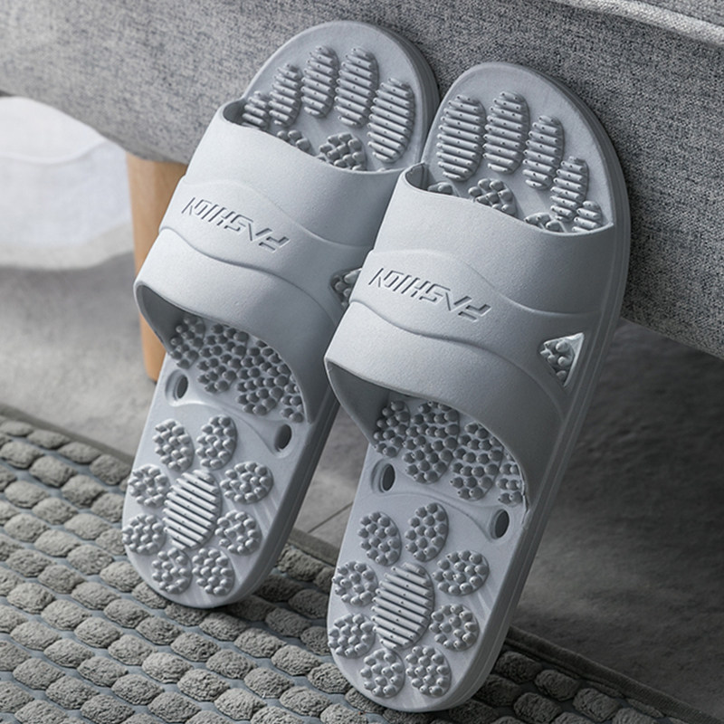 Bathroom slippers men and women summer dressing room home indoor non-slip hollow leaking bath plastic household sandals and slippers