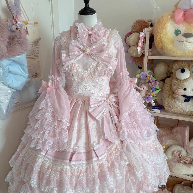 Gorgeous Lace Lolita Puff-Sleeve Chiffon Shirt Lolita Dress Inner Layer Heavy-Duty Large-Sleeve Shirt a