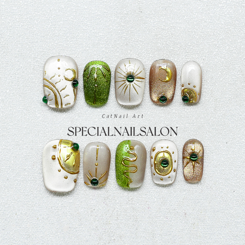 【Eyes of the Secret Realm】Handmade Wearable Nails with Exotic Style, High-End Luxury, Unique and Niche, Brightening Nail Art Stickers