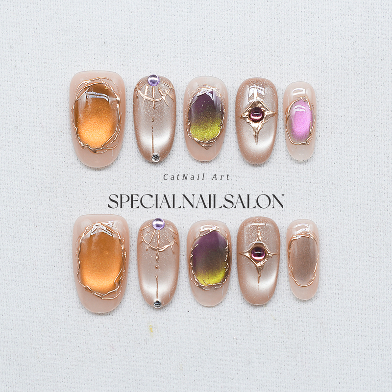【Sun Goddess】Handmade Wearable Nails 2026 New Style Unique Niche Magic Mirror Obsidian High-End Nail Art Pieces 【Sun Goddess】Handmade Wearable Nails 2026 New Style Unique Niche Magic Mirror Obsidian High-End Nail Art Pieces
