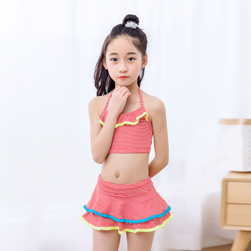 Đồ bơi cho trẻ em Nữ Tách sọc Trung và Trẻ nhỏ Cô gái dễ thương Đồ bơi cho bé gái nóng bỏng - Bộ đồ bơi của Kid bộ đồ bơi nàng tiên cá