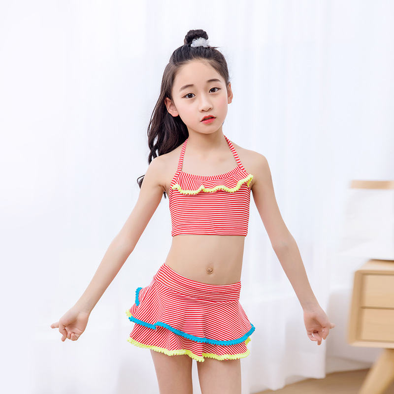 Đồ bơi cho trẻ em Nữ Tách sọc Trung và Trẻ nhỏ Cô gái dễ thương Đồ bơi cho bé gái nóng bỏng - Bộ đồ bơi của Kid bộ đồ bơi nàng tiên cá