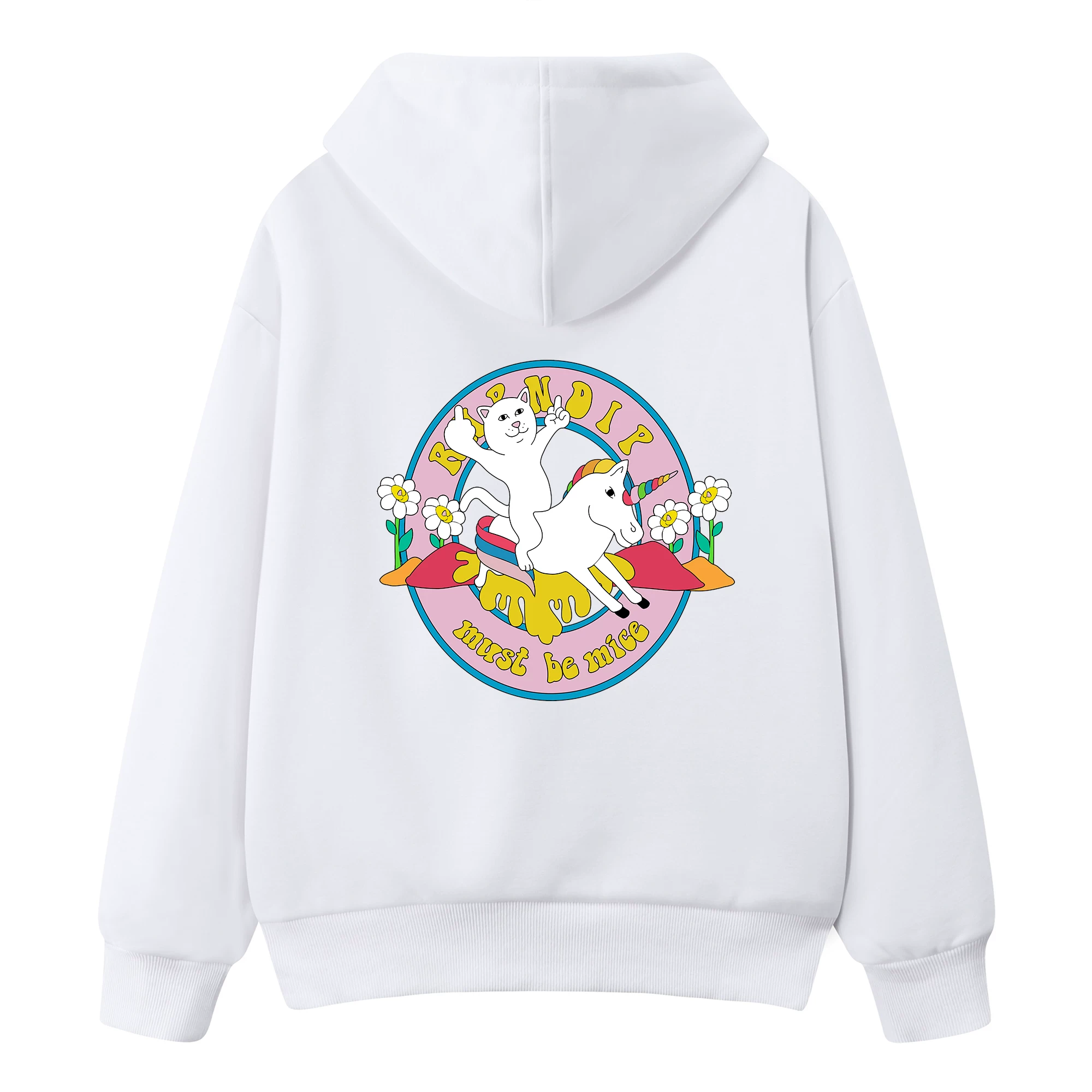 Худи из бархата с капюшоном RIPNDIP Кот, средний палец, коты и женщины, Единорог наездник, принт