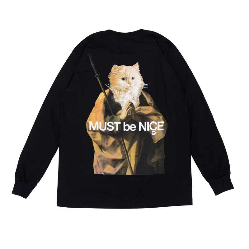 RIPNDIP American trendy brand NermusTee bitch cat meow cat monk pocket long-sleeved T-shirt sweatshirt trendy couple
