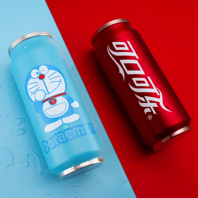 Net red straw water glass Pepsi pop can personality male and female students with children's Doraemon A Dream Insured Coke cup-Taobao