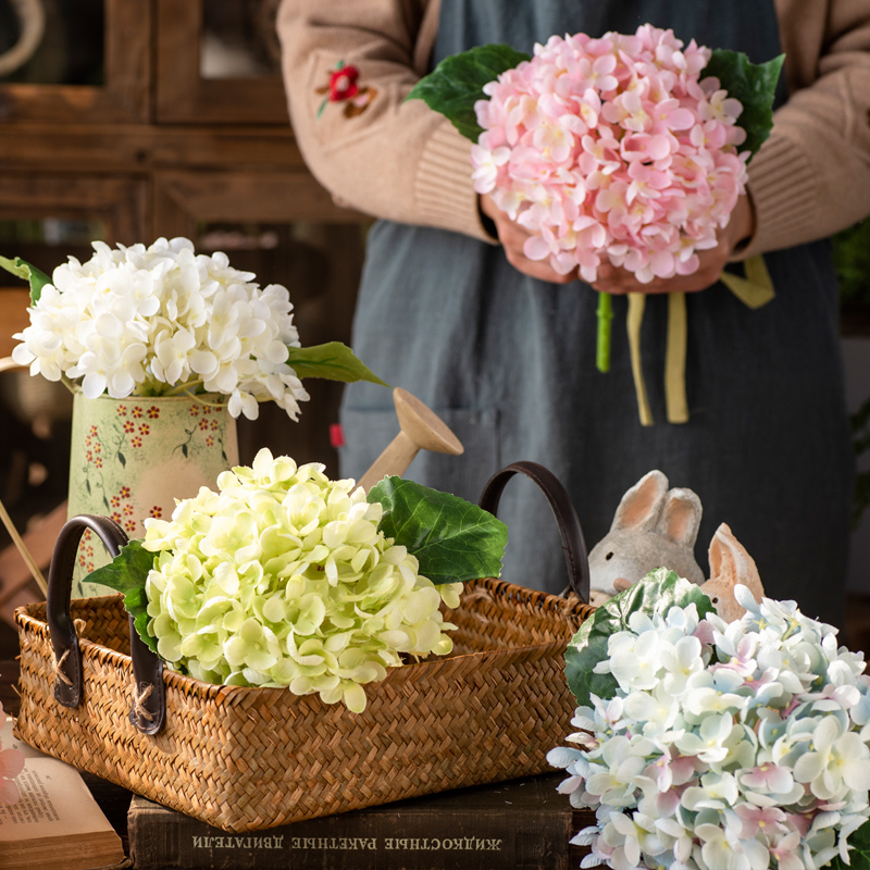 Single Austin simulation Hydrangea fake flower living room decoration dry flower Plastic silk flower Wedding simulation flower arrangement material