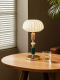 Light luxury style ceramic table lamp modern simple silk lampshade led bedroom bedside lamp decoration creative atmosphere table lamp