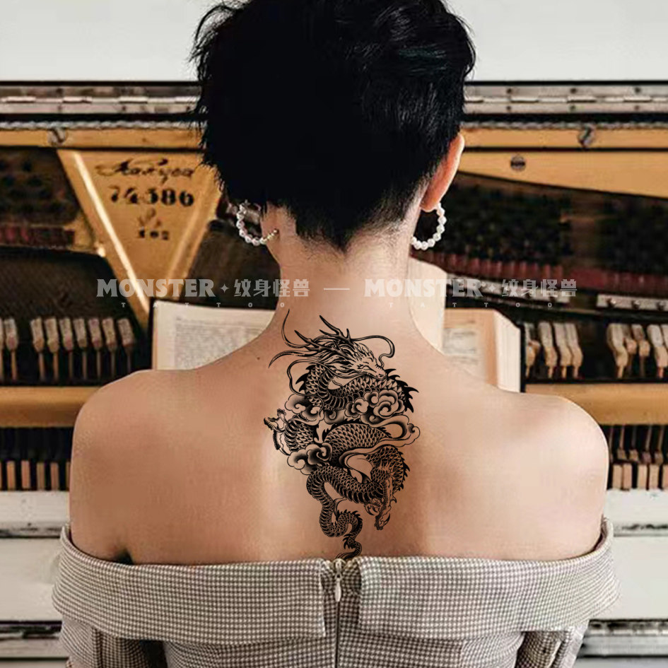 纹身怪兽花臂龙草本纹身贴男防水持久过肩龙女后背仿真刺青大图怎么选？_身体彩妆_淘宝美妆网, image size:945x945