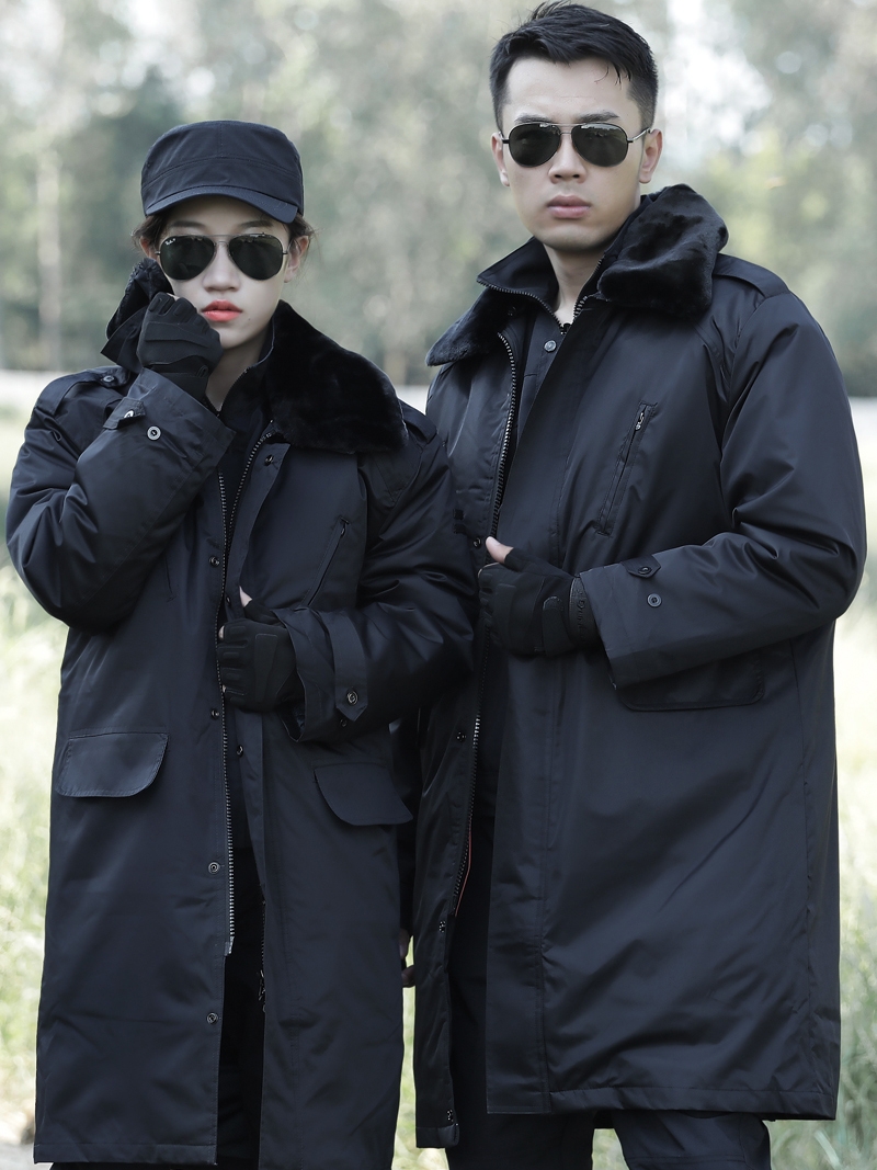 Long military cotton coat male northeast black waterproof windproof labor protection security training coat cold protection jacket thickened