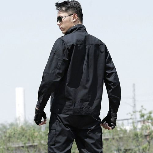 Черный комплект, длинный износостойкий лонгслив, большой размер