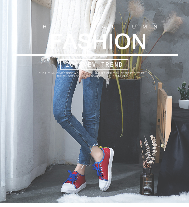 Thu đông 2018 phiên bản Hàn Quốc mới của giày đế bệt gió cơ bản hoang dã giày lười nhỏ màu trắng giày vải nữ sinh viên cộng với nhung giày alphabounce nữ