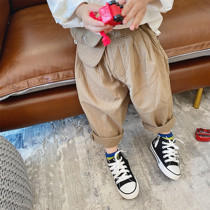 Cookies moms 2022 Spring and autumn new Han prints Purse Foreign Air Children Men and women Baby Loose Cotton Hemp Casual Pants Tide