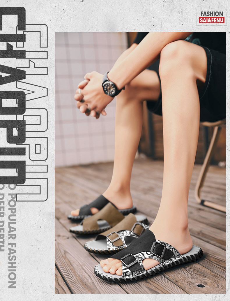 Отдых тапочки 凉鞋拖鞋男夏季46外穿47大码48编织凉拖男士运动沙滩潮牌一字拖