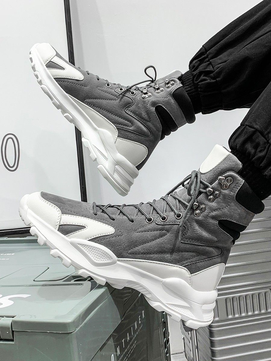 Men's Martin Boots, Autumn High-Top Men's Work Boots, Long Waterproof Height-Increasing Casual Trendy Motorcycle Boots