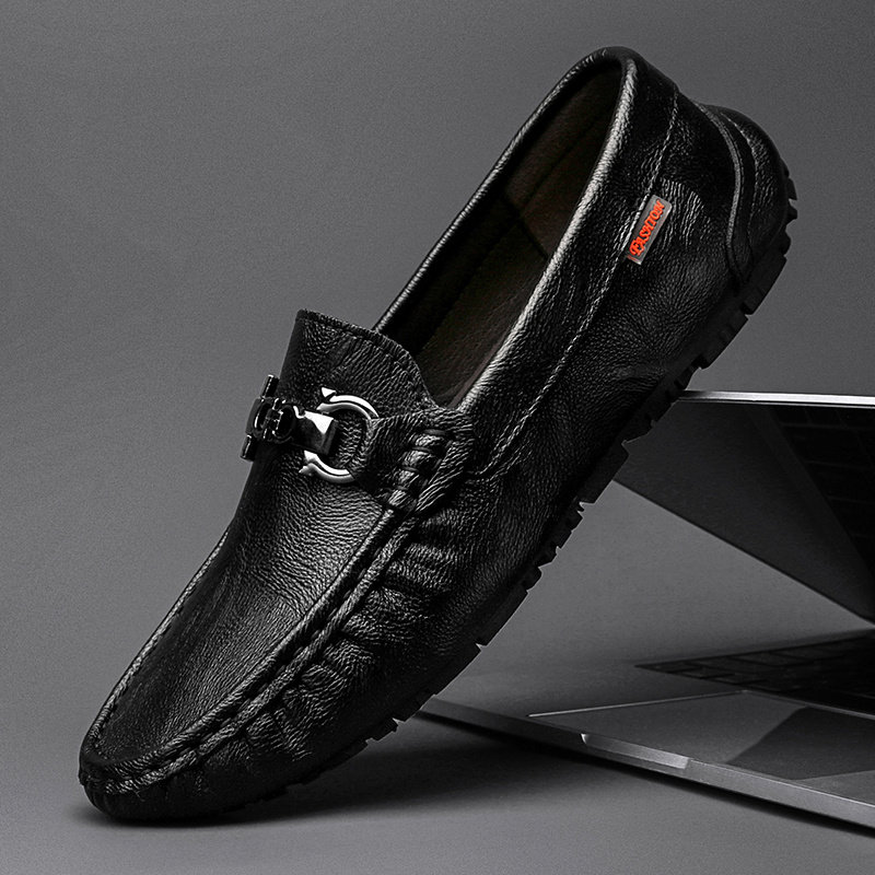 Loafers Men's Shoes Men's Slip-On Shoes Trendy Breathable Lazy Men's Shoes Men's Casual Versatile British Style Leather Shoes