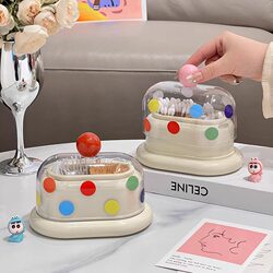 Cream Style Dopamine Toothpick Tube Cotton Swab Jar Accessible Luxury Creative Household Two-In-One Toothpick Box Storage Box Dental Floss Tube