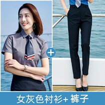 Gray short sleeve shirt women professional summer 2022 new business commuter dress dress long sleeve suit