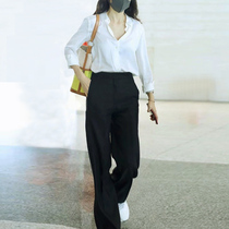 Suite broad legs pants high loiter jennie same 2021 new straight tube loose casual high street in tide