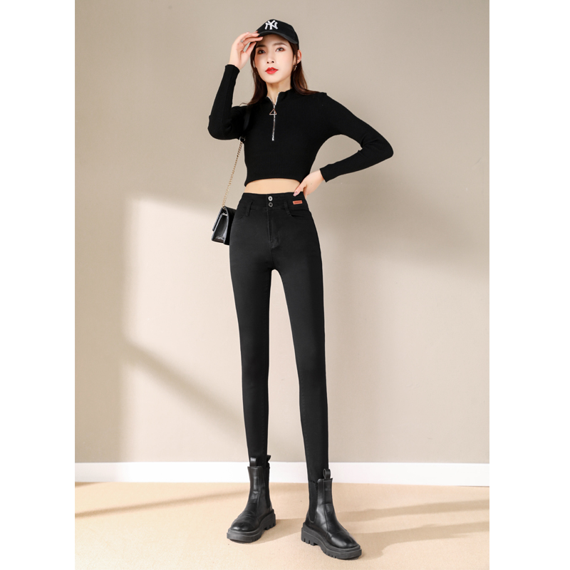 High Waist Black Jeans Women's Smoke Pipe Pants 2022 Spring Summer Korean Version New Elastic Tight Fit Slim Pencil Pants Trousers Long Pants