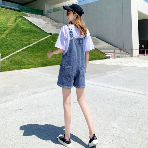 Летние светлые джинсовые подтяжки, шорты, штаны, тонкий комбинезон, в корейском стиле, свободный крой, по фигуре