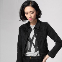 Black denim jacket womens short Korean version of the summer short jacket slim denim jacket womens clothing 2021 thin section tide