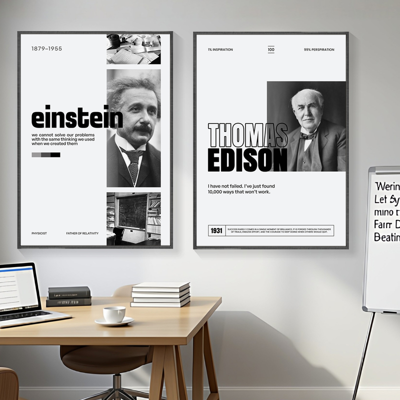 Entrepreneur Decorative Paintings, Celebrity Quotes, Inspirational Slogans, Wall Art for Offices and Schools, Scientist Portraits, Posters, Wall Art