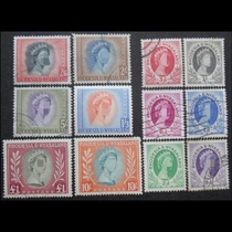 British Rhodesian Saran 1954 Queens Stamps 12 Pins Contains High Value Engraved Edition