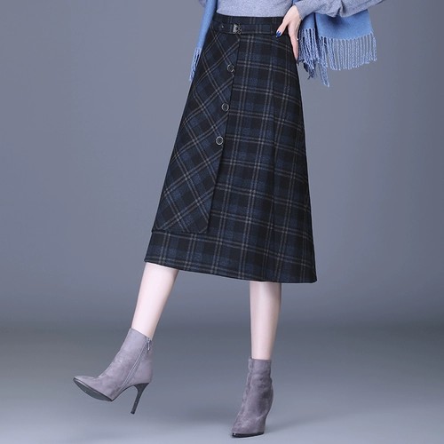 Шерстяная длинная демисезонная юбка, А-силуэт, длина миди, 2020, по фигуре