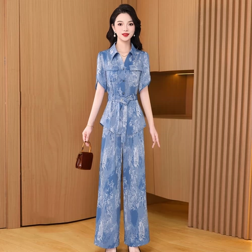 冰丝职业套装女士夏2025新款杭州高端两件套40减龄穿搭超火一整套