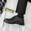 Autumn Leather Shoes for Men, Korean Style Trendy Casual Youth British Round-Toe Black Leather Shoes, Business Formal Suit Shoes