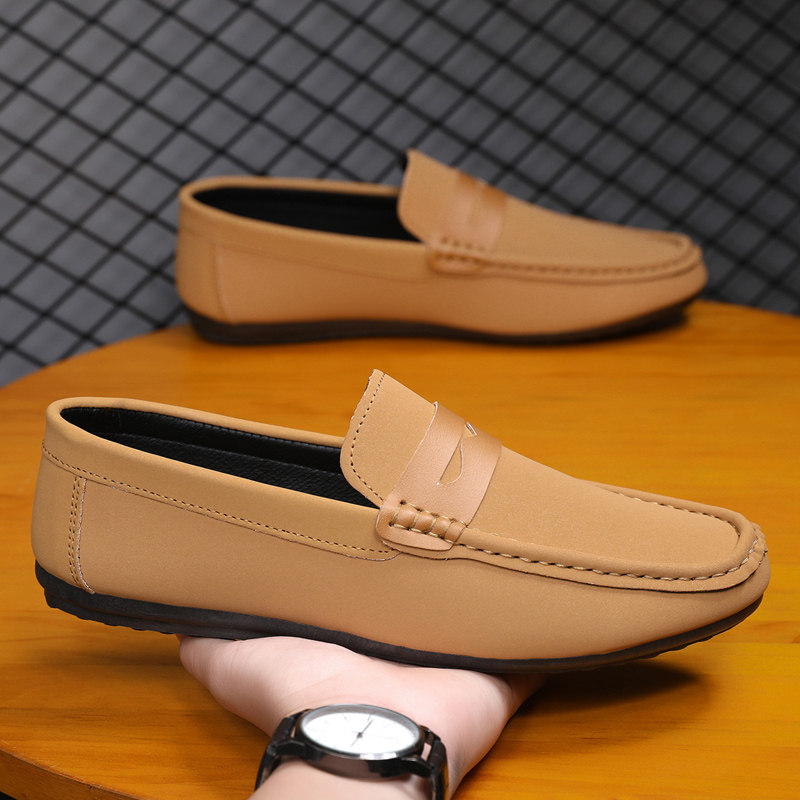 2025 New Summer Loafers for Men, Korean Style Trendy Soft-Soled Slip-On Casual Versatile Slip-On Lazy Leather Shoes