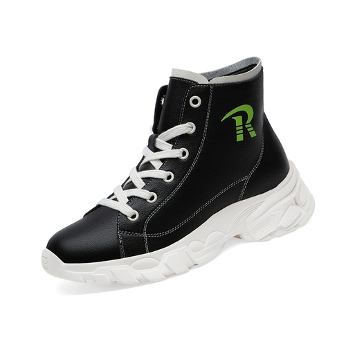 Туфли, высокая белая обувь, модные короткие сапоги, высокие зимние универсальные кроссовки, из натуральной кожи, 2019