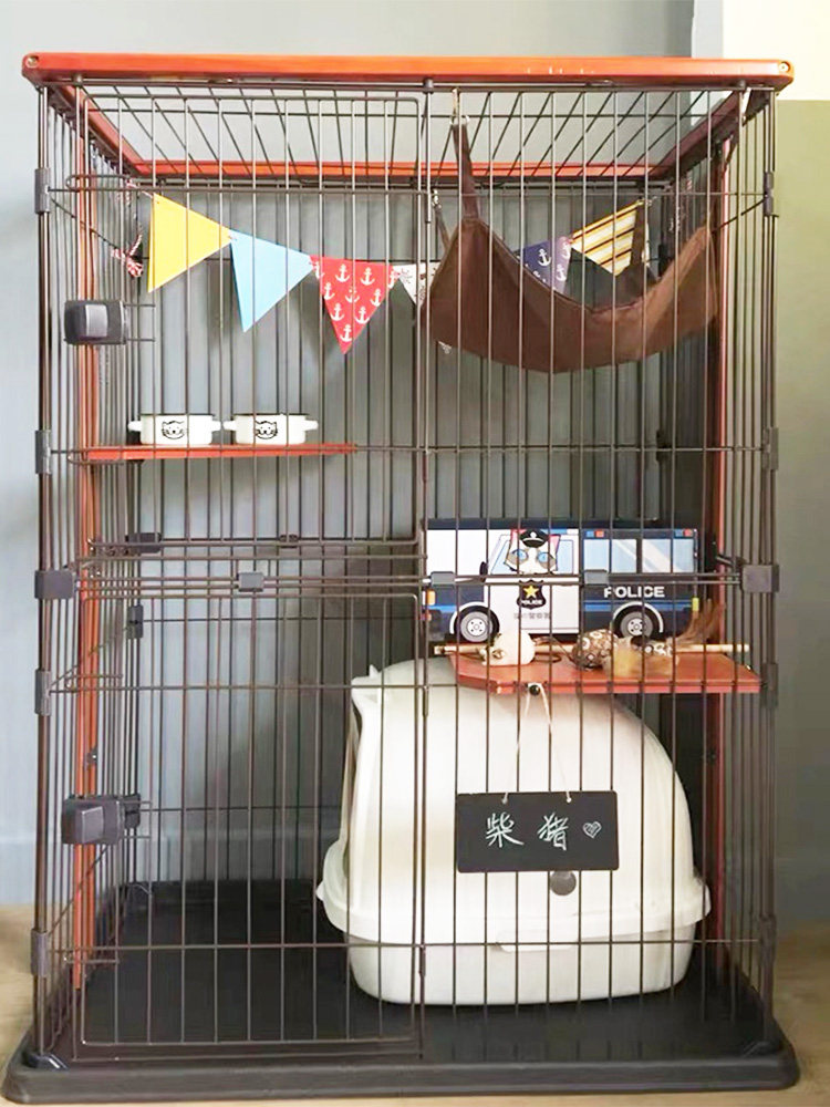 Cat cage Japanese-style solid wood villa export Japan household indoor kitten house Cat nest Super three-story wooden cat house