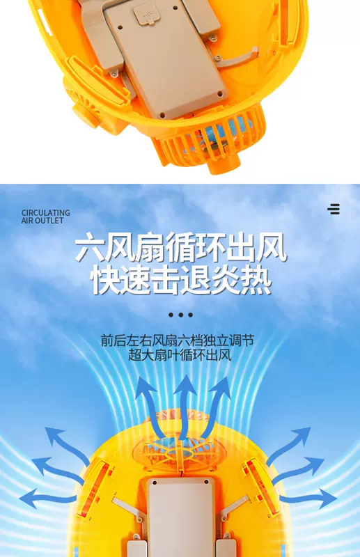 Mũ cứng năng lượng mặt trời có quạt nam điều hòa không khí làm lạnh công trường sạc đôi kem chống nắng mùa hè làm mát mũ bảo hiểm bluetooth ánh sáng mũ bảo hộ 2 quai mũ bảo hộ