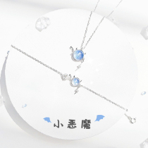 Little devil sterling silver necklace female choker bracelet light luxury niche design cute personality does not fade exquisite Senior