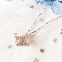 Japanese blue Noble and Pearl planet sterling silver necklace female choker light luxury minority design sense star Saturn advanced