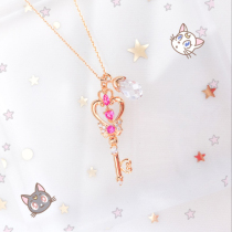 Beautiful girl 5 warrior time key sterling silver necklace female choker anime peripheral birthday gift student cute