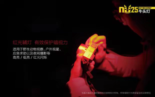 NITECORE Knight Cole ba nguồn sáng có thể sạc lại lông đèn pha gia súc NU25 đèn cắm trại ngoài trời